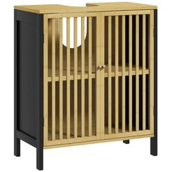 Dulap sub lavoar Homcom 834-671V00BK 60x30x70 cm (Natural/Black) Thumb