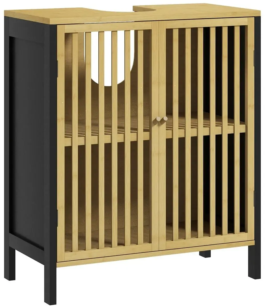 Dulap sub lavoar Homcom 834-671V00BK 60x30x70 cm (Natural/Black)