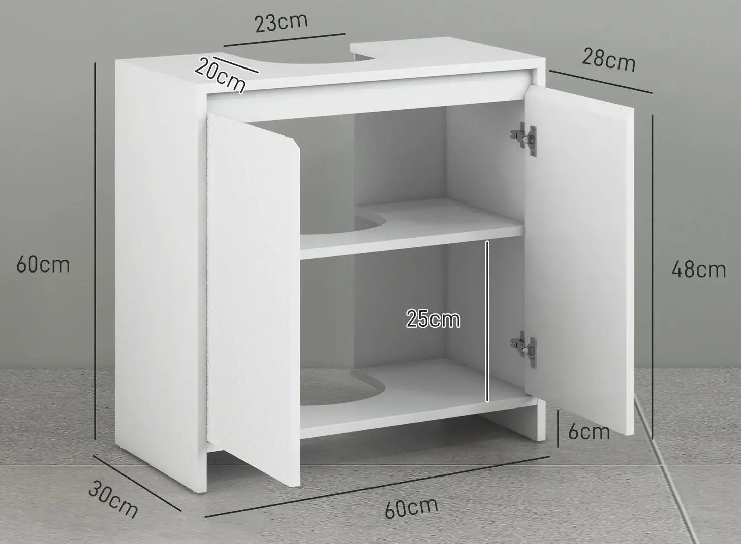 Шкаф под умывальник Homcom 834-715V80WT 30x60 cm (White)