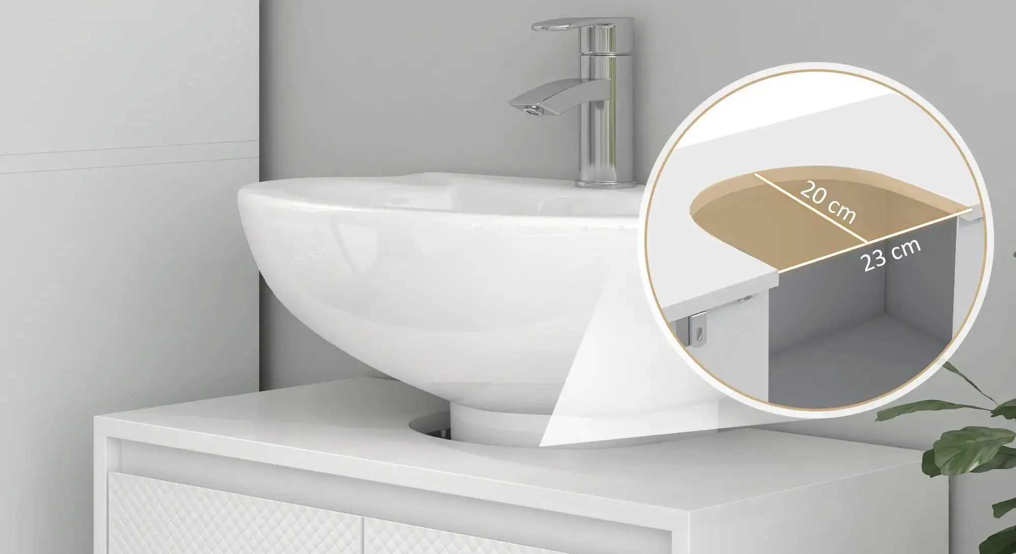 Шкаф под умывальник Homcom 834-715V80WT 30x60 cm (White)