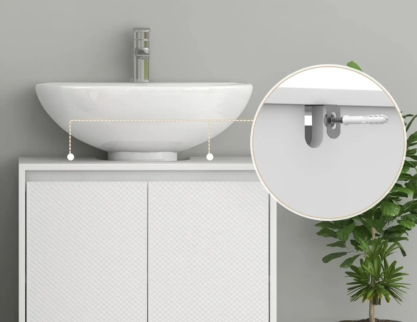 Шкаф под умывальник Homcom 834-715V80WT 30x60 cm (White)