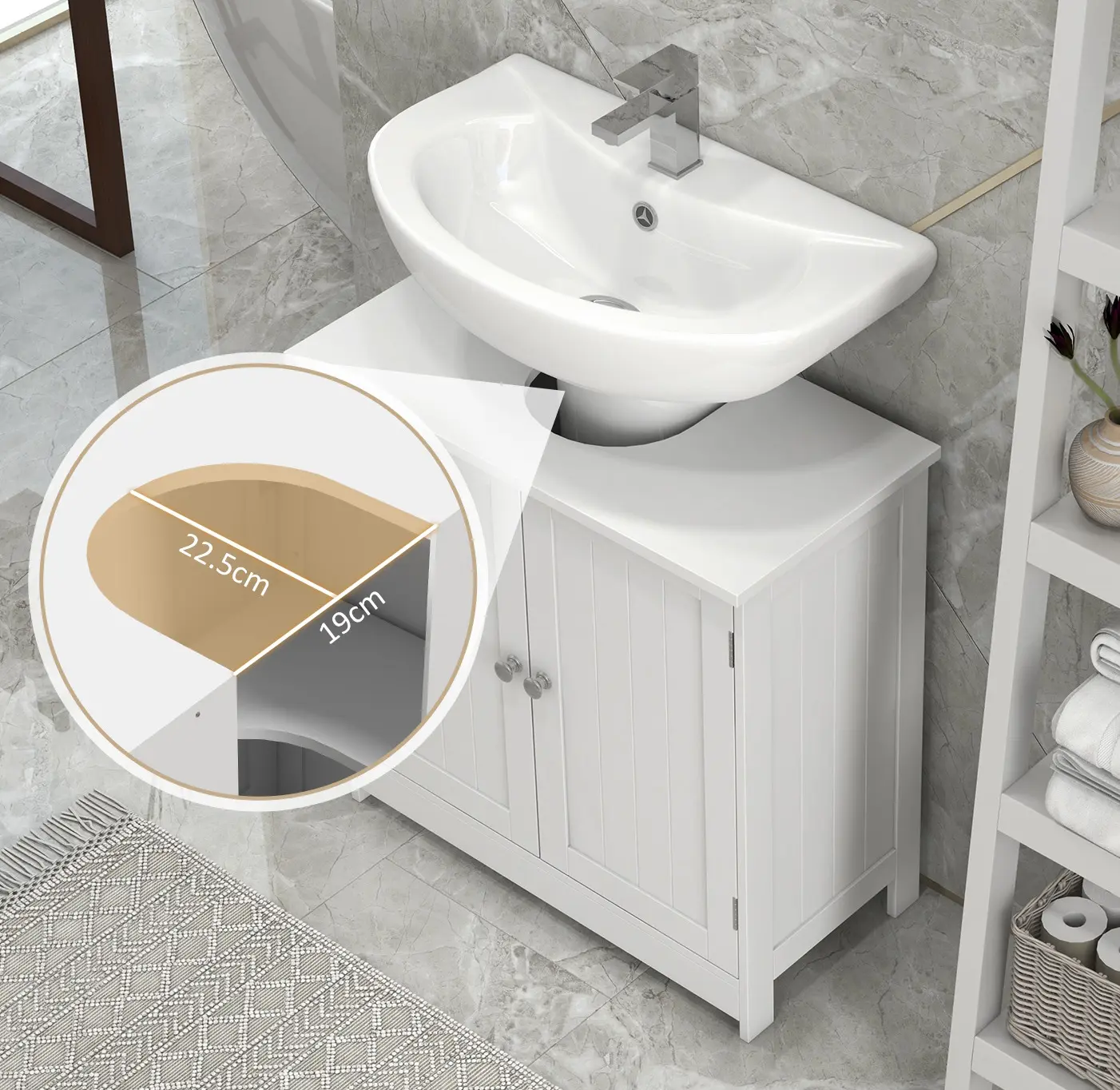 Tumba sub lavoar Homcom 834-079 (White) - 7