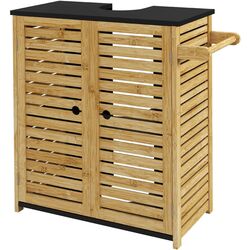 Dulap sub lavoar Homcom 834-688V00ND 60x30x69 cm (Natural Wood/Black) Thumb