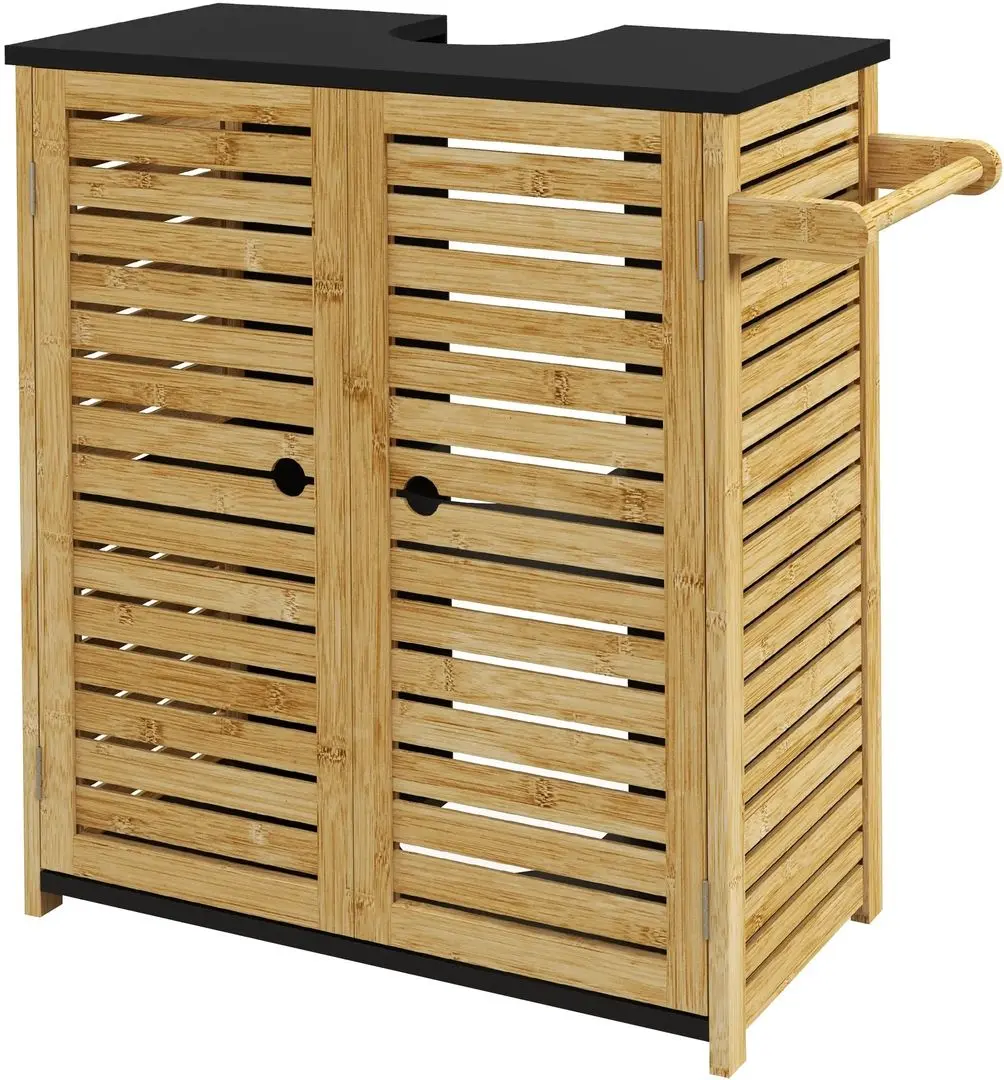 Dulap sub lavoar Homcom 834-688V00ND 60x30x69 cm (Natural Wood/Black) - 2