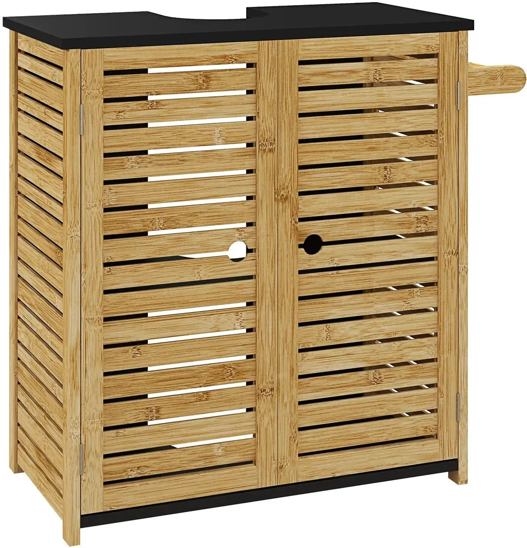 Dulap sub lavoar Homcom 834-688V00ND 60x30x69 cm (Natural Wood/Black) - 3