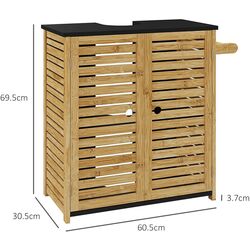 Dulap sub lavoar Homcom 834-688V00ND 60x30x69 cm (Natural Wood/Black) Thumb