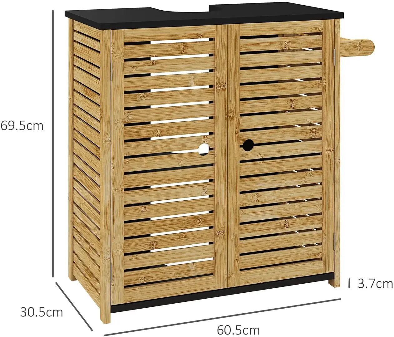 Dulap sub lavoar Homcom 834-688V00ND 60x30x69 cm (Natural Wood/Black) - 4