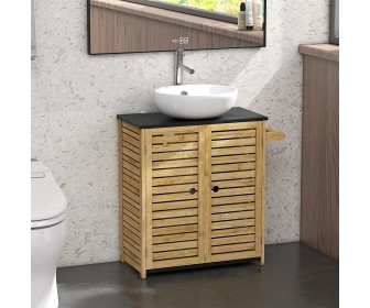 Тумба под умывальник Homcom 834-688V00ND 60x30x69 cm (Natural Wood/Black)