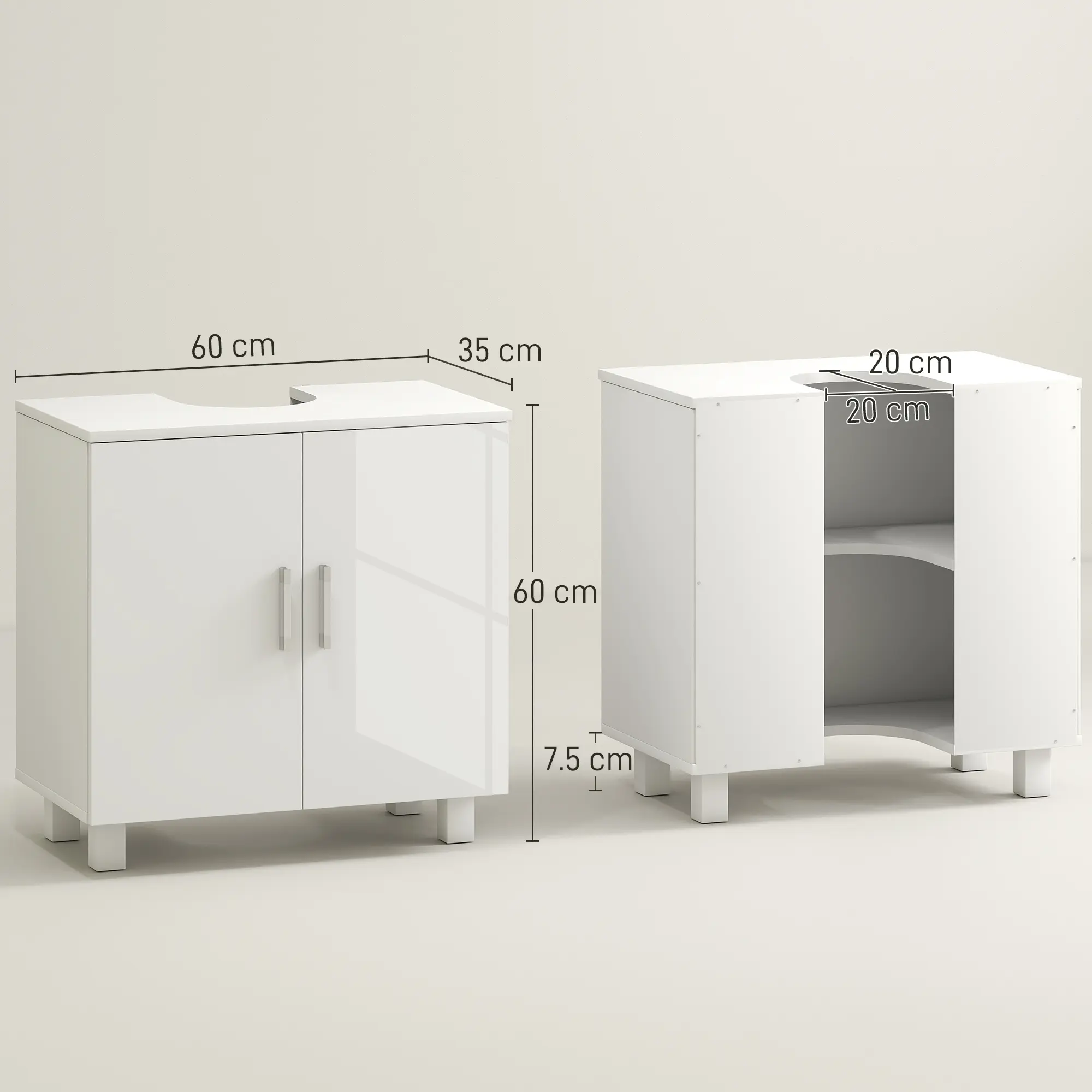 Tumba sub lavoar Homcom 834-742V00WT (White Gloss) - 4
