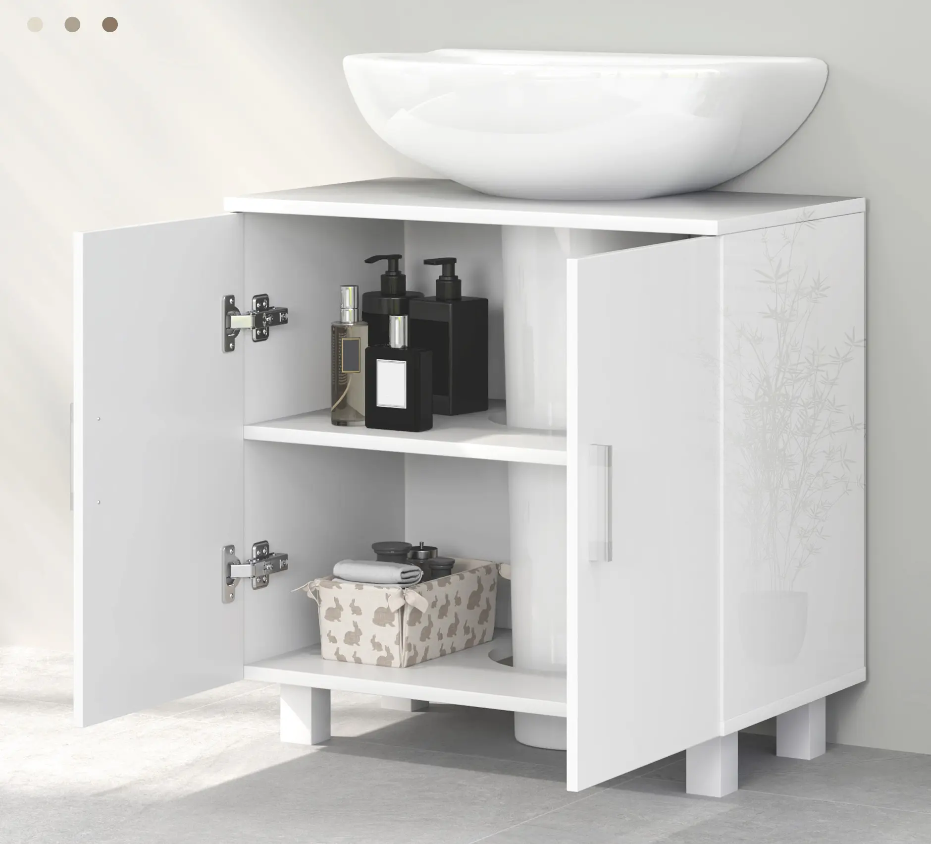 Tumba sub lavoar Homcom 834-742V00WT (White Gloss) - 5