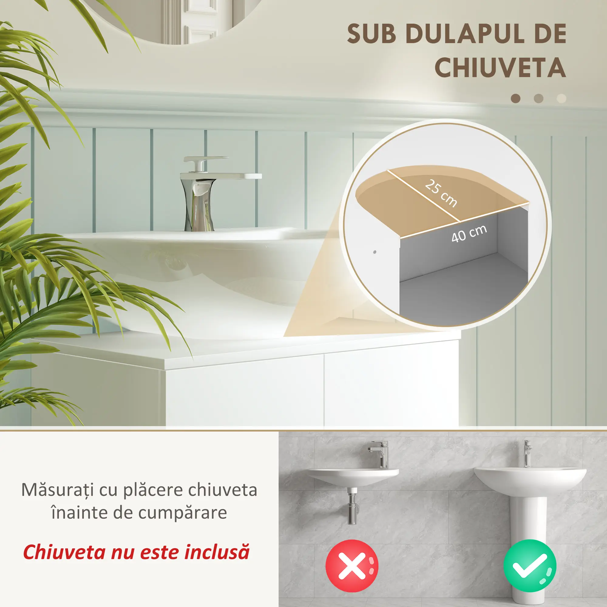 Tumba sub lavoar Homcom 834-742V00WT (White Gloss) - 7