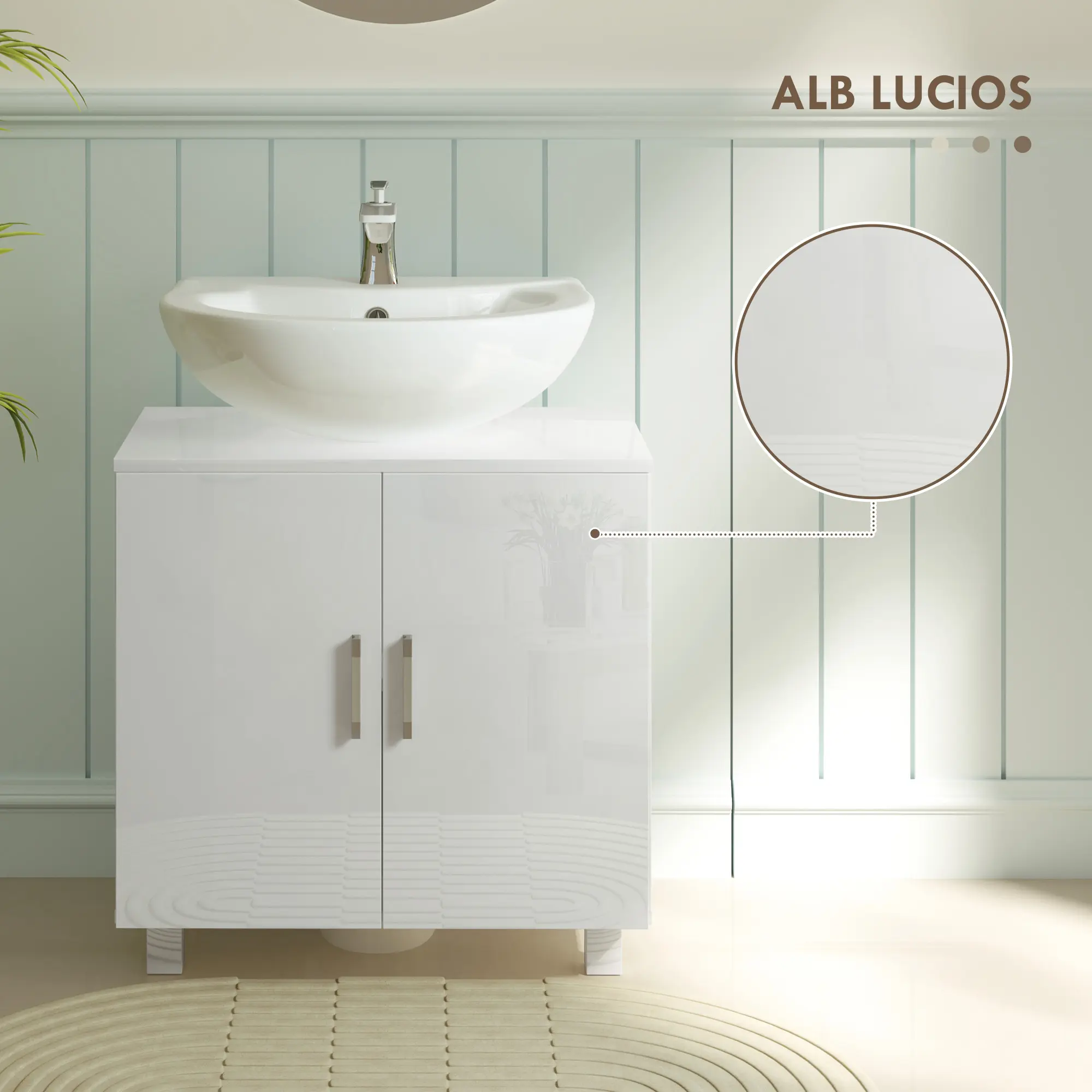 Tumba sub lavoar Homcom 834-742V00WT (White Gloss) - 8