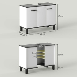 Tumba sub lavoar Homcom 834-761V01WT (White Gloss/Dark Grey) Thumb