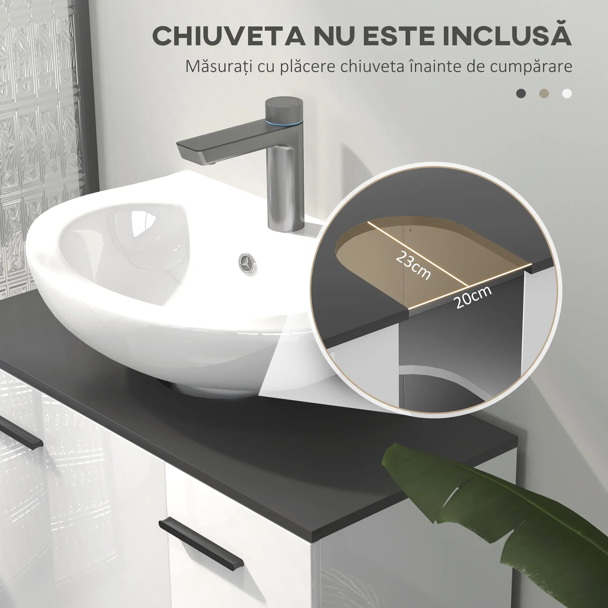 Tumba sub lavoar Homcom 834-761V01WT (White Gloss/Dark Grey) - 6