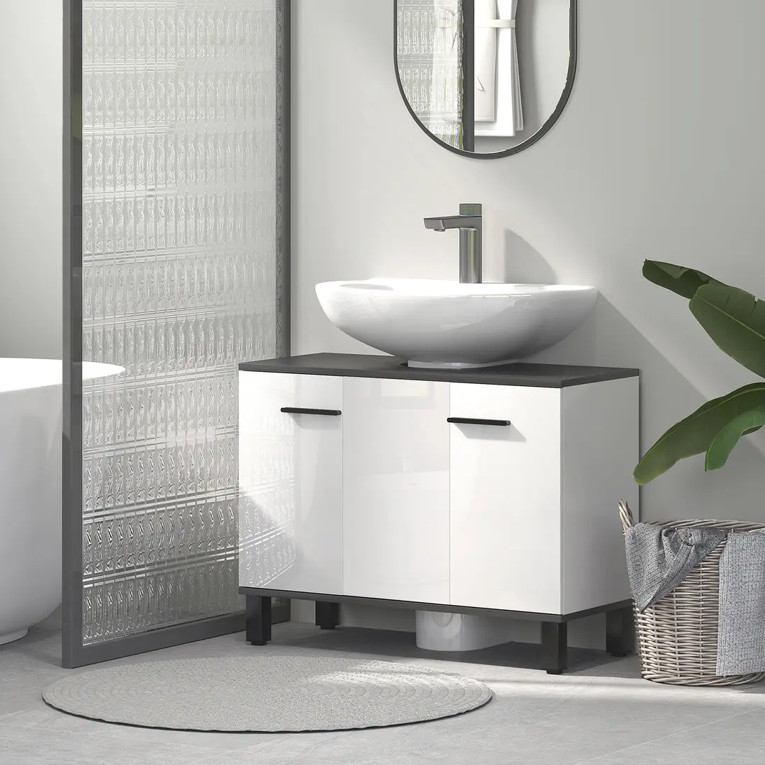 Tumba sub lavoar Homcom 834-761V01WT (White Gloss/Dark Grey)