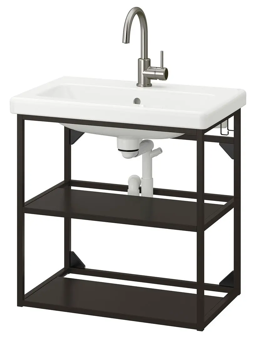 Набор стеллажа с раковиной Ikea Enhet/Tvallen 2 полки/смеситель 64x43x65 (Антрацит) - 2