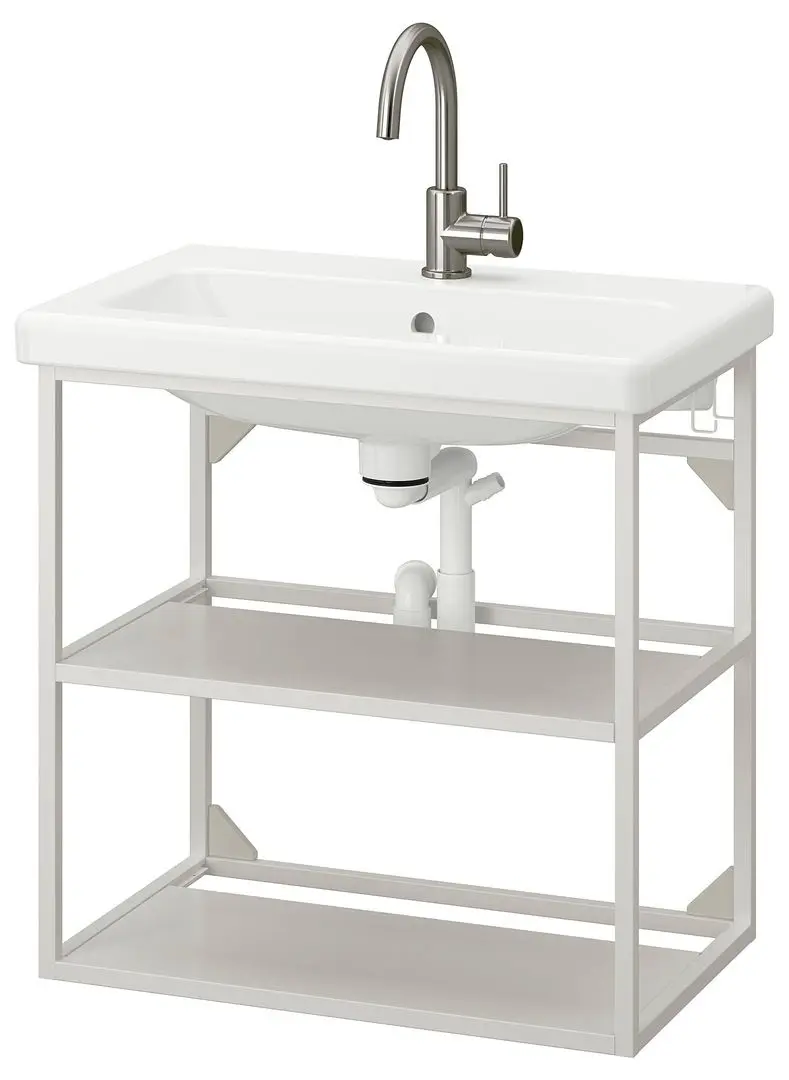 Набор стеллажа с раковиной Ikea Enhet/Tvallen 2 полки/смеситель 64x43x65 (Белый) - 2