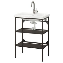 Набор стеллажа с раковиной Ikea Enhet/Tvallen 2 полки/смеситель 64x43x87 (Антрацит) Thumb