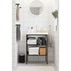 Набор стеллажа с раковиной Ikea Enhet/Tvallen 2 полки/смеситель 64x43x87 (Антрацит)