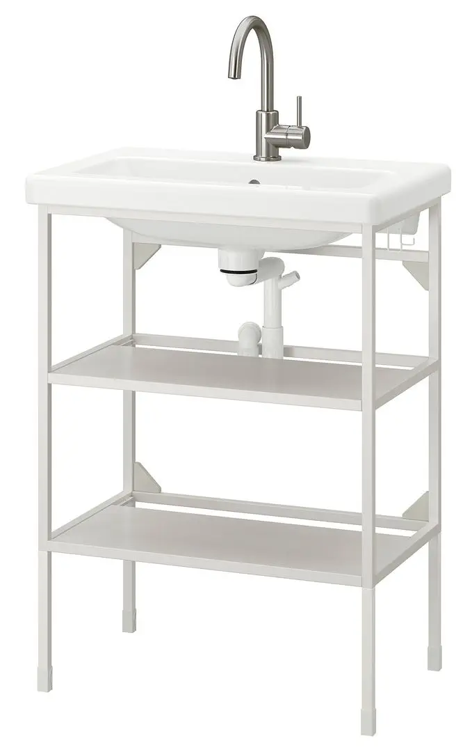 Набор стеллажа с раковиной Ikea Enhet/Tvallen 2 полки/смеситель 64x43x87 (Белый) - 3