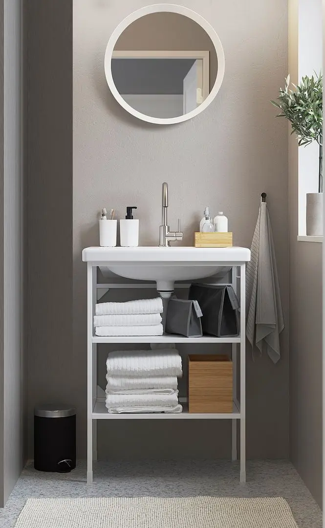 Набор стеллажа с раковиной Ikea Enhet/Tvallen 2 полки/смеситель 64x43x87 (Белый)