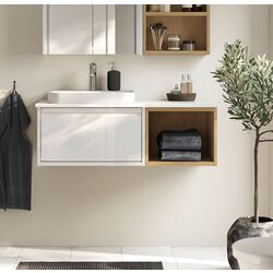 Набор тумбы с раковиной Ikea Angsjon/Backsjon 102x49x41 (Глянцевый Белый/Дуб/Белый Мрамор)