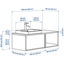 Набор тумбы с раковиной Ikea Angsjon/Backsjon 102x49x41 (Глянцевый Белый/Дуб/Белый Мрамор) Thumb
