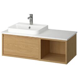 Набор тумбы с раковиной Ikea Angsjon/Backsjon 102x49x41 (Имитация Дуба/Имитация Белого Мрамора) Thumb