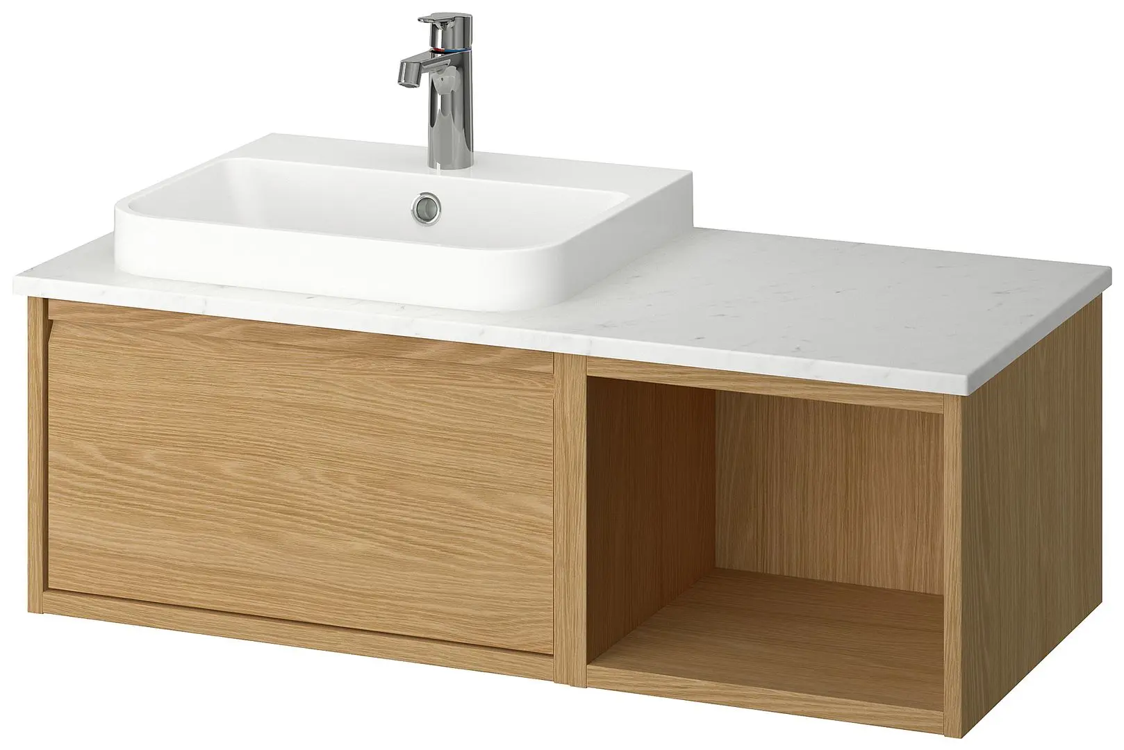 Набор тумбы с раковиной Ikea Angsjon/Backsjon 102x49x41 (Имитация Дуба/Имитация Белого Мрамора) - 2