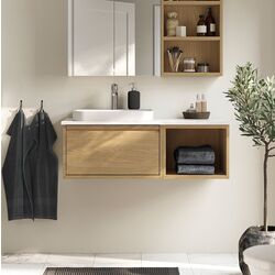 Набор тумбы с раковиной Ikea Angsjon/Backsjon 102x49x41 (Имитация Дуба/Имитация Белого Мрамора)