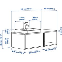 Набор тумбы с раковиной Ikea Angsjon/Backsjon 102x49x41 (Имитация Дуба/Имитация Белого Мрамора) Thumb