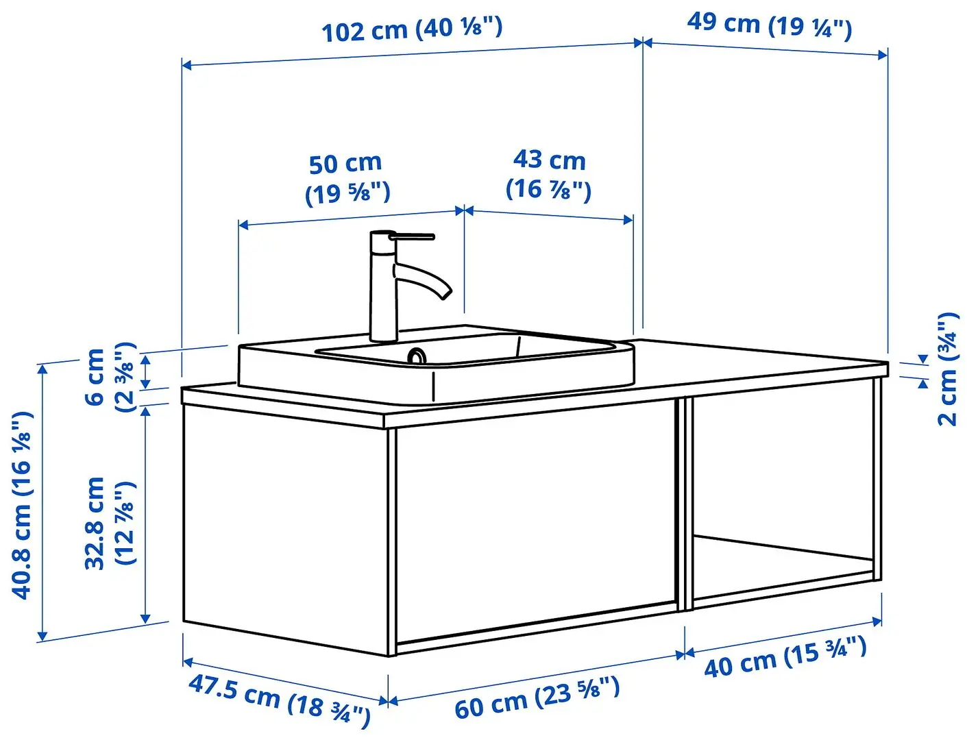Set tumba cu lavoar Ikea Angsjon/Backsjon 102x49x41 (Aspect Stejar/Aspect Piatra) - 10