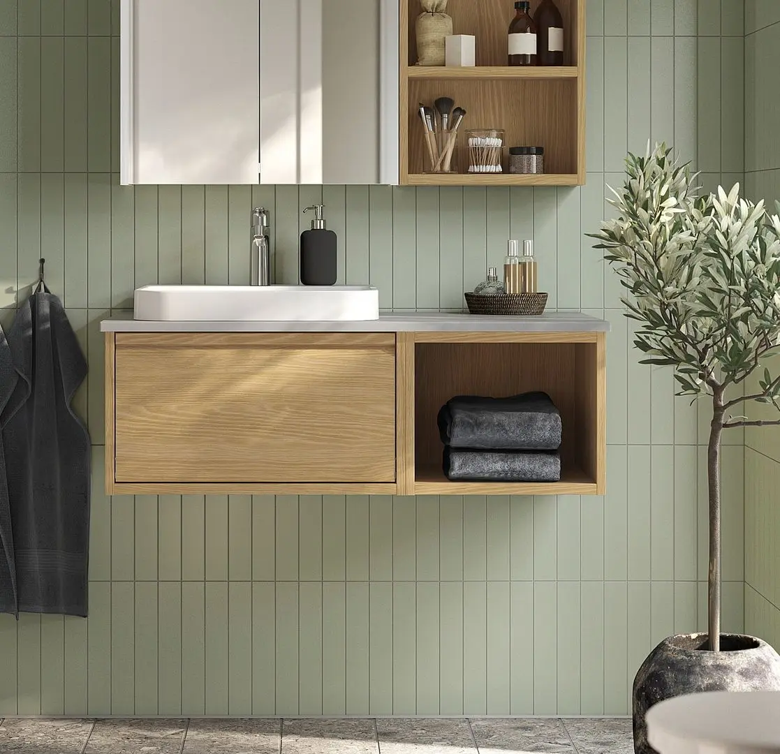 Set tumba cu lavoar Ikea Angsjon/Backsjon 102x49x41 (Aspect Stejar/Aspect Piatra)