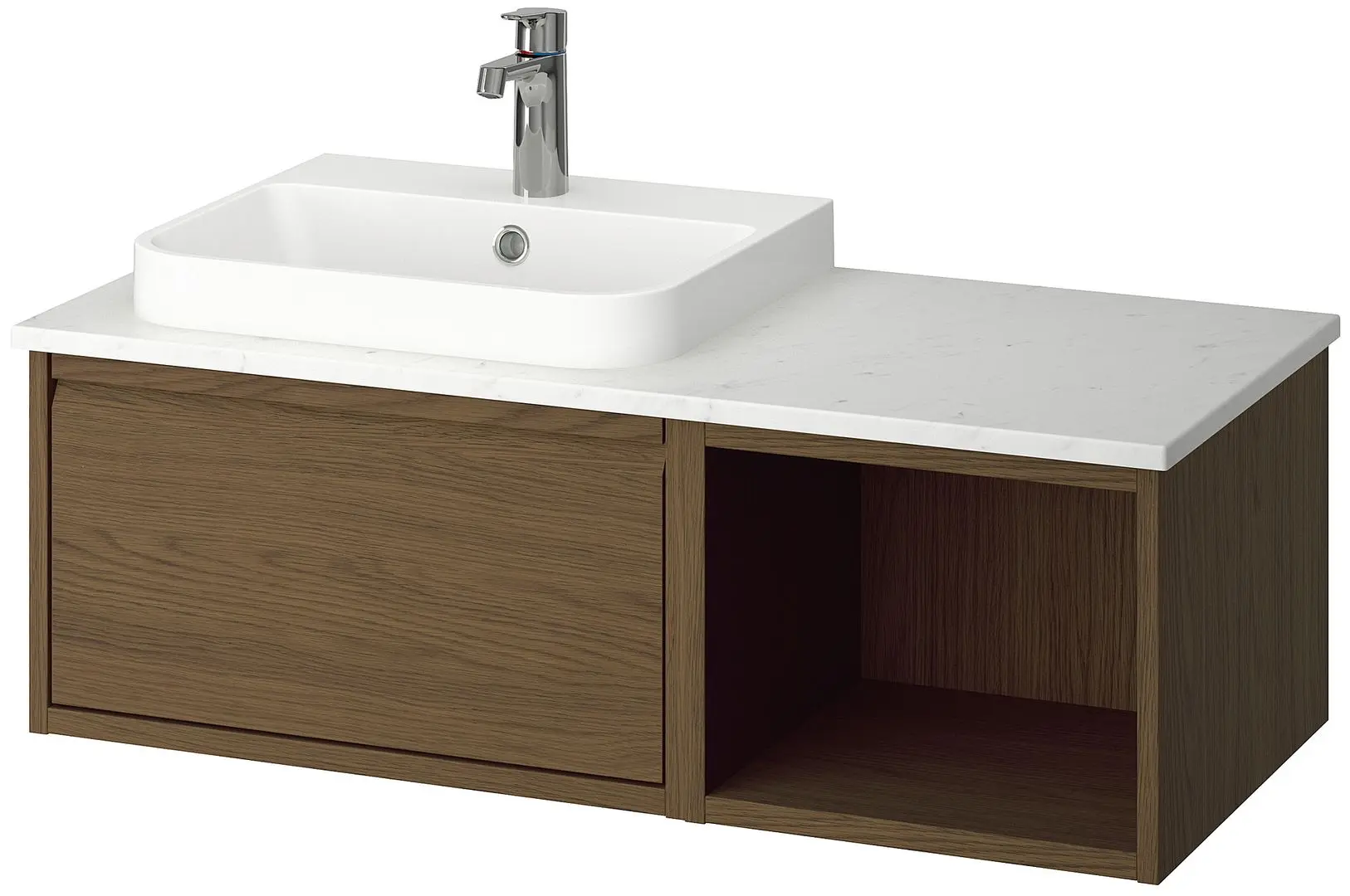 Set tumba cu lavoar Ikea Angsjon/Backsjon 102x49x41 (Aspect Stejar Maro/Aspect Marmura Alba) - 2