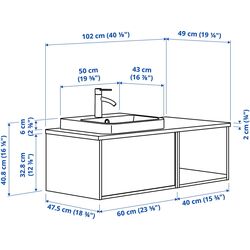 Set tumba cu lavoar Ikea Angsjon/Backsjon 102x49x41 (Aspect Stejar Maro/Aspect Marmura Alba) Thumb