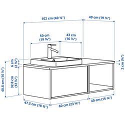Набор тумбы с раковиной Ikea Angsjon/Backsjon 102x49x41 (Имитация Коричневого Дуба/Имитация Черного Мрамора) Thumb