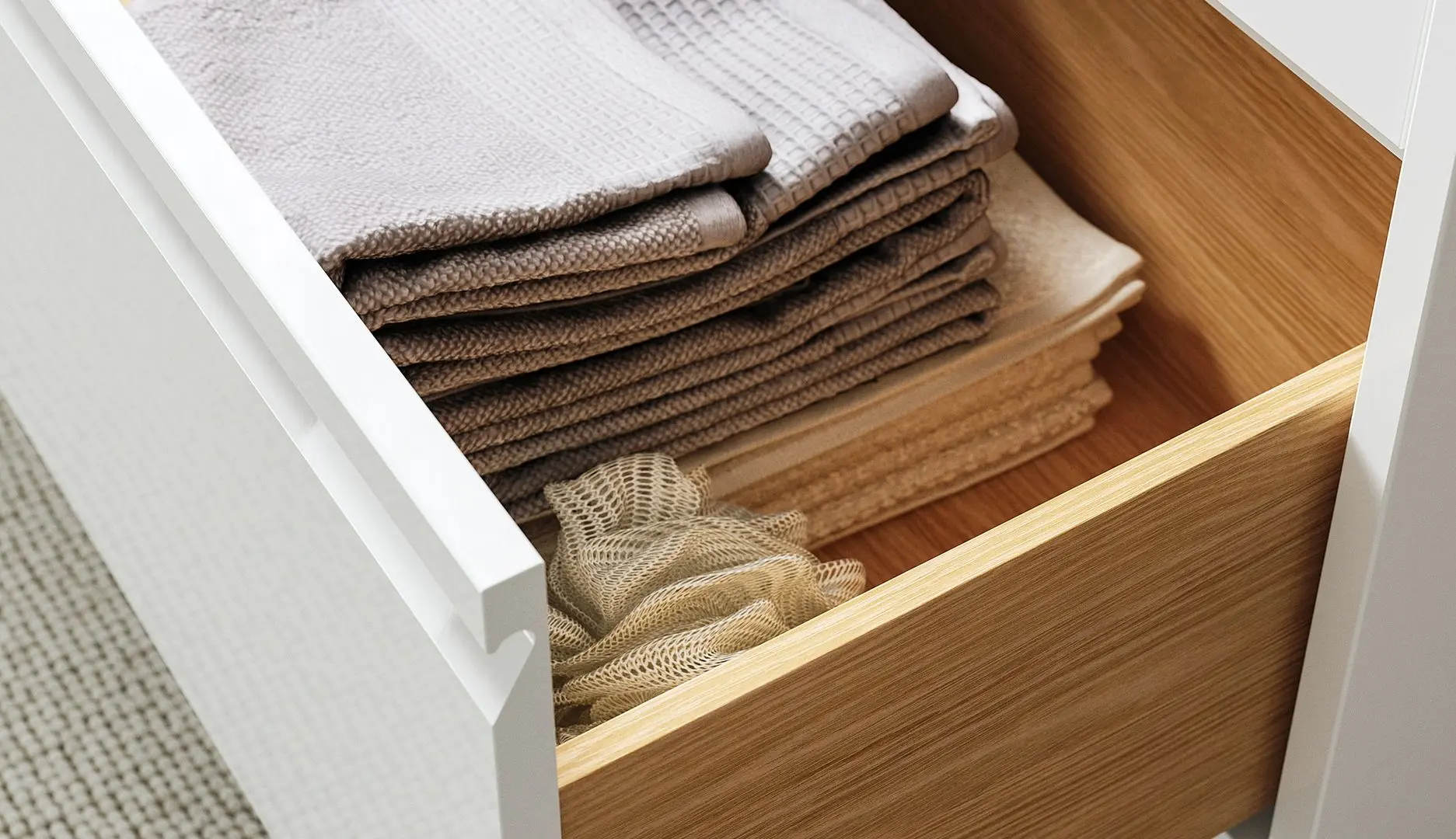 Набор тумбы с раковиной Ikea Angsjon/Backsjon 102x49x71 (Глянцевый Белый/Дуб/Белый Мрамор) - 3