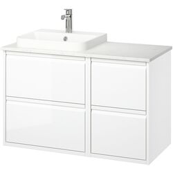 Набор тумбы с раковиной Ikea Angsjon/Backsjon 102x49x71 (Глянцевый Белый/Имитация Белого Мрамора) Thumb