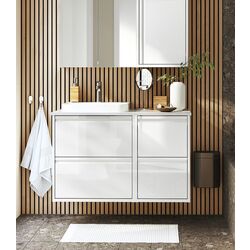 Набор тумбы с раковиной Ikea Angsjon/Backsjon 102x49x71 (Глянцевый Белый/Имитация Белого Мрамора)