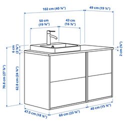 Набор тумбы с раковиной Ikea Angsjon/Backsjon 102x49x71 (Глянцевый Белый/Имитация Белого Мрамора) Thumb