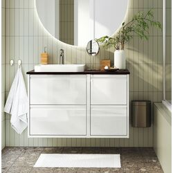 Набор тумбы с раковиной Ikea Angsjon/Backsjon 102x49x71 (Глянцевый Белый/Имитация Черного Мрамора)