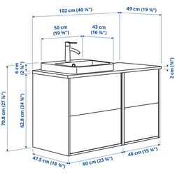 Набор тумбы с раковиной Ikea Angsjon/Backsjon 102x49x71 (Глянцевый Белый/Имитация Черного Мрамора) Thumb