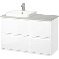 Set tumba cu lavoar Ikea Angsjon/Backsjon 102x49x71 (Alb Lucios/Aspect Piatra) Thumb