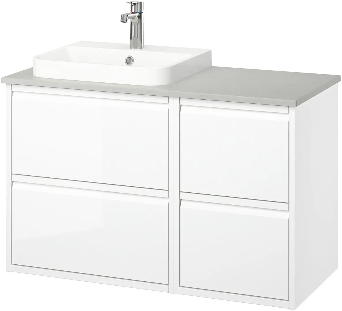 Set tumba cu lavoar Ikea Angsjon/Backsjon 102x49x71 (Alb Lucios/Aspect Piatra) - 2