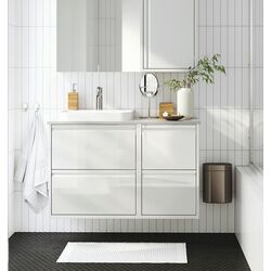 Set tumba cu lavoar Ikea Angsjon/Backsjon 102x49x71 (Alb Lucios/Aspect Piatra)