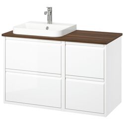 Набор тумбы с раковиной Ikea Angsjon/Backsjon 102x49x71 (Глянцевый Белый/Имитация Ореха) Thumb