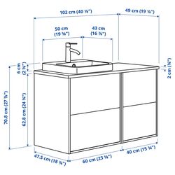 Набор тумбы с раковиной Ikea Angsjon/Backsjon 102x49x71 (Глянцевый Белый/Имитация Ореха) Thumb