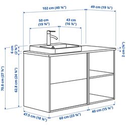 Набор тумбы с раковиной Ikea Angsjon/Backsjon 102x49x71 (Глянцевый Белый/Коричневый Дуб/Белый Мрамор) Thumb