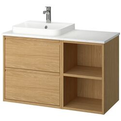 Набор тумбы с раковиной Ikea Angsjon/Backsjon 102x49x71 (Имитация Дуба/Имитация Белого Мрамора) Thumb