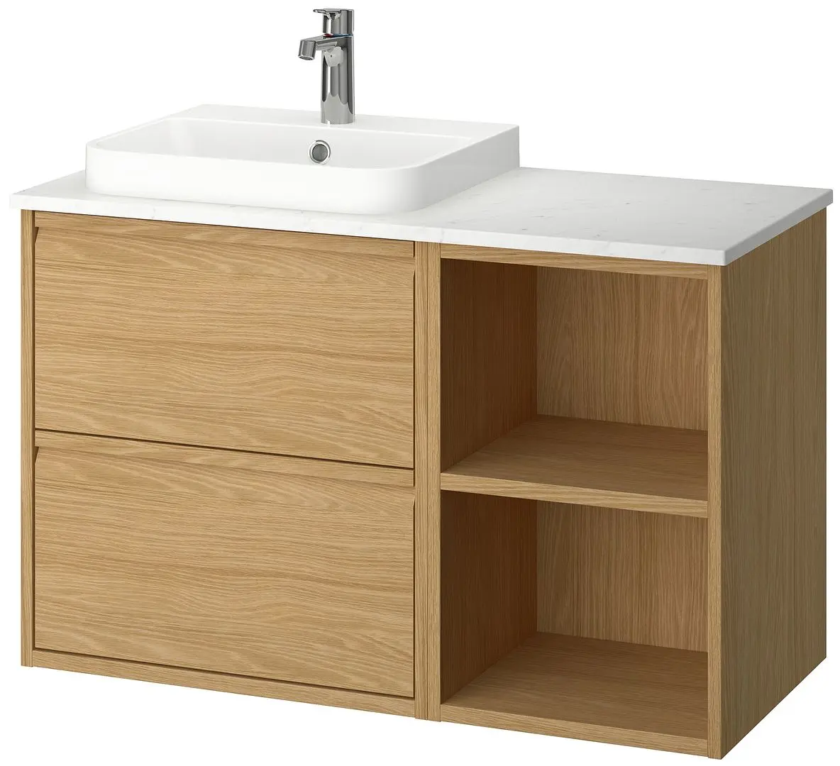 Набор тумбы с раковиной Ikea Angsjon/Backsjon 102x49x71 (Имитация Дуба/Имитация Белого Мрамора) - 2